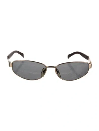 Pre-owned Ferragamo Narrow Tinted Sunglasses In Brown/gold