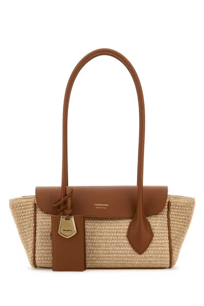 Ferragamo Natural East-west Tote In Brown