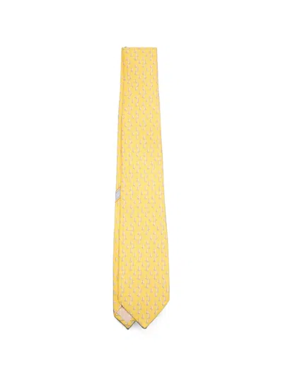 Ferragamo Nautical-print Silk Tie In Yellow