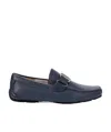 Ferragamo Navy Blue Clasp Business Casual Shoes In Black