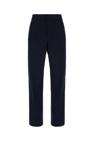 Ferragamo Navy Blue Cotton Pants In New Navy