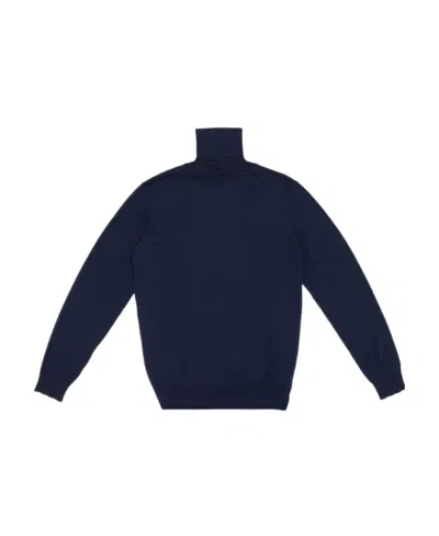 Ferragamo Navy Blue High-necked Sweater In Black