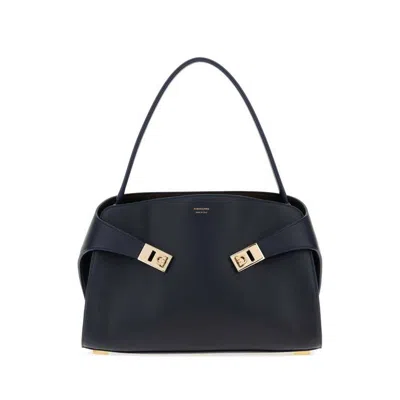 Ferragamo Navy Blue Leather Medium Hug Soft Shoulder Bag Newnavydkbtestadimorotestadimoro Borse A Mano