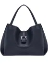Ferragamo Medium Flap Leather Tote In Black