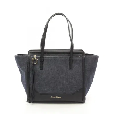 Pre-owned Ferragamo Navy Blue Leather Tote Bag ()