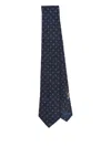 Ferragamo Gancini Print Silk Tie With Standard Width In Black
