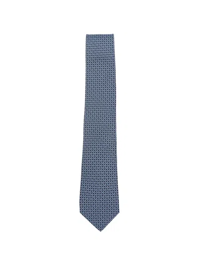 Ferragamo Navy Blue Silk Tie