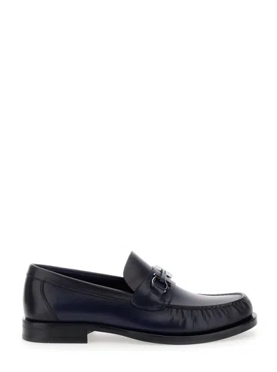 FERRAGAMO NAVY BLUE SLIP ON LOAFERS