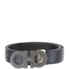 Ferragamo Navy Double Hook Reversible Leather Belt In Multi