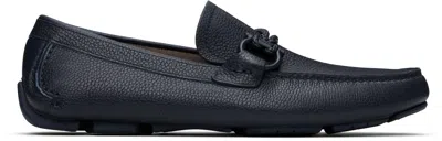 Ferragamo Navy Gancini Ornament Driver Loafers