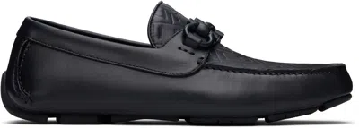 Ferragamo Navy Gancini Ornament Driver Loafers