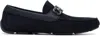 Ferragamo Navy Gancini Ornament Driver Loafers In Blue