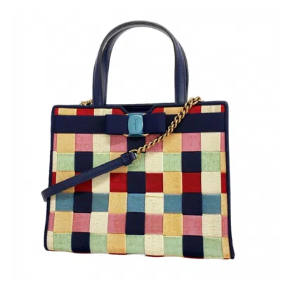 Pre-owned Ferragamo Navy Nylon Handbag () In Multi