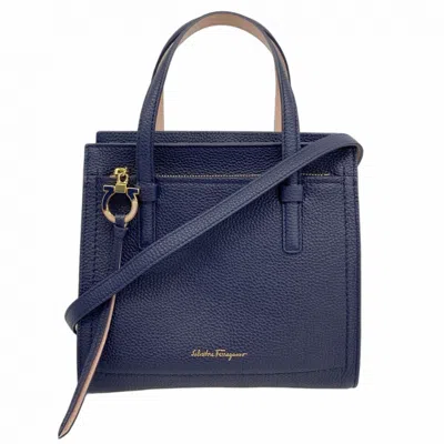 Pre-owned Ferragamo Navy Pink Leather Handbag () In Multi