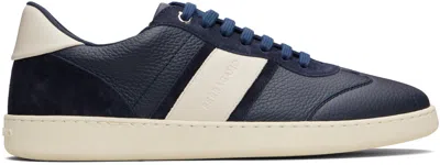 Ferragamo Navy Signature Low-top Sneakers In Blue