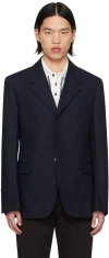 Ferragamo Man Single Breasted Wool Blazer In 1674/300 New Navy