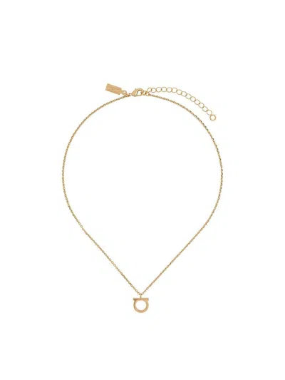 Ferragamo Necklace With Gancini Charm In Brass In Gold Tone