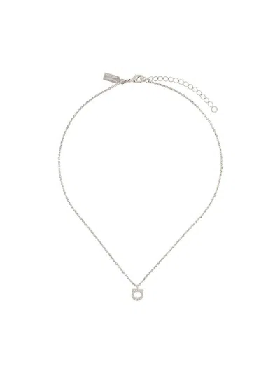 Ferragamo Gancini Crystal Necklace In Transparent