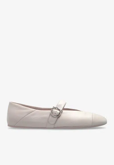 Ferragamo Nena Gancini Leather Ballet Flats