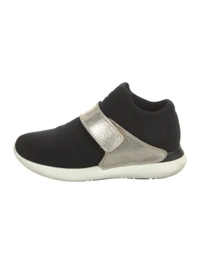 Pre-owned Ferragamo Neoprene Colorblock Pattern Sneakers In Black