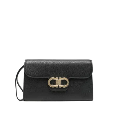 Ferragamo Nered Clutch In Black