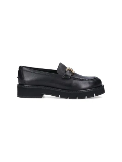 Ferragamo Rolo Chunky Leather Loafers In Black