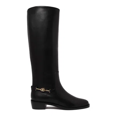 Ferragamo Nero Biscotto Calf Boots In Black