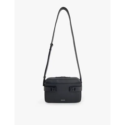 Ferragamo Nero Logo-print Leather Shoulder Bag