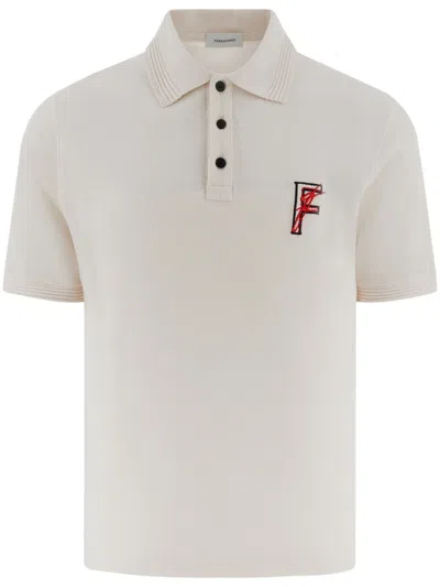 Ferragamo Herren Polohemd Aus Bio-baumwolle In Weiss