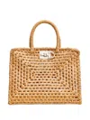 Ferragamo Studio Box Raffia Tote Bag In Neutrals