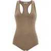 Ferragamo Cappuccino Stretch Viscose Blend Bodysuit