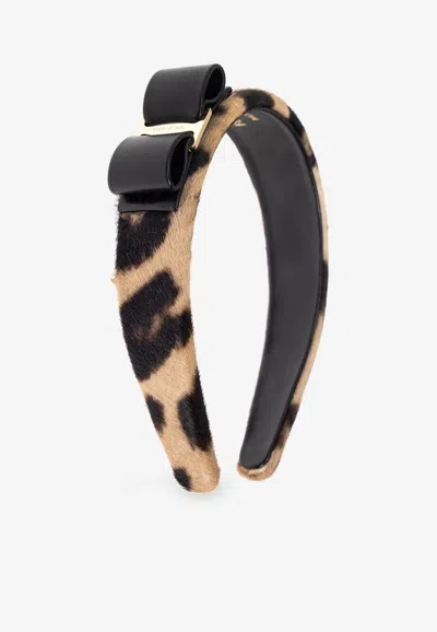 Ferragamo New Bara Plate Leopard Print Headband In Sand