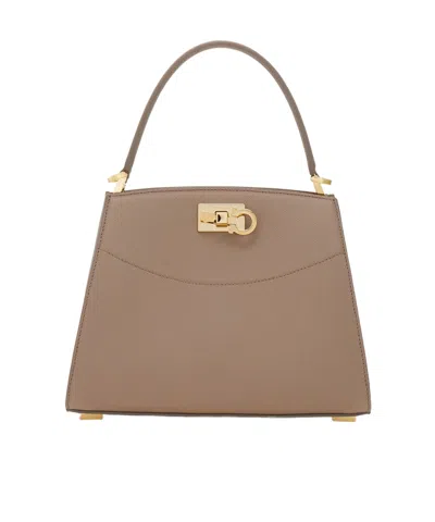 Ferragamo Xs Studio Box Leather Tote Bag In Brown