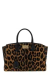 Ferragamo Leopard Print Studio Large Tote In Brown