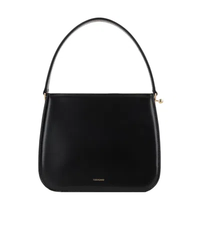 Ferragamo New Frame Logo Tote In Black