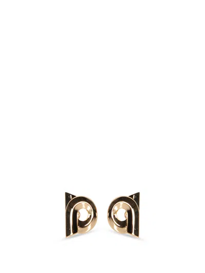 Ferragamo New Hook Gold Earrings In Metallic