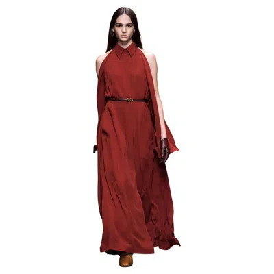 Pre-owned Ferragamo New Rare Salvatore  Red Silk Dress F/w 2018 With Tags $3200 Sz 38