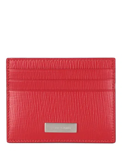 Ferragamo New Revival Leather Card Case In Red