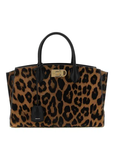 Ferragamo New  Studio Soft (l) Handbag In Brown