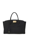 Ferragamo Structured Shoulder Bag Adjustable Strap In Black