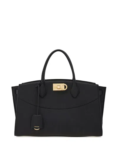 Ferragamo New Studio Soft Large Bag In Black