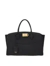 Ferragamo Structured Shoulder Bag Adjustable Strap In Black