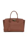 Ferragamo Studio Large Tote Bag With Adjustable Strap In Brown