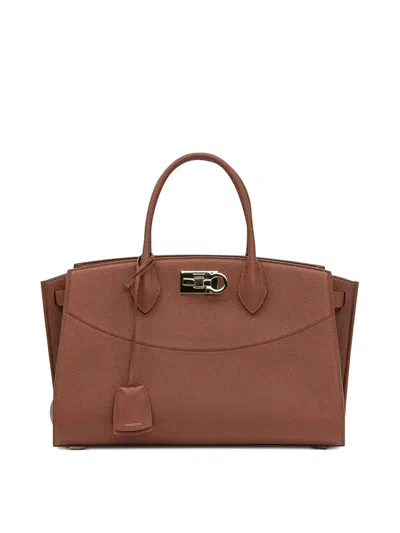 Ferragamo New Studio Soft Large Handbag In Brown