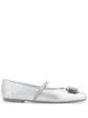 Ferragamo Zina Silver Ballerinas In Silver