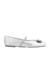 Ferragamo Zina Silver Ballerinas In White