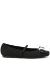 Ferragamo Square Toe Ballet Flats In Black