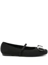 Ferragamo Square Toe Ballet Flats In Black