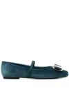 Ferragamo New Vara Ballet Flats In Blue