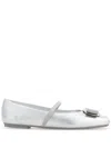 Ferragamo Zina Silver Ballerinas In Multi